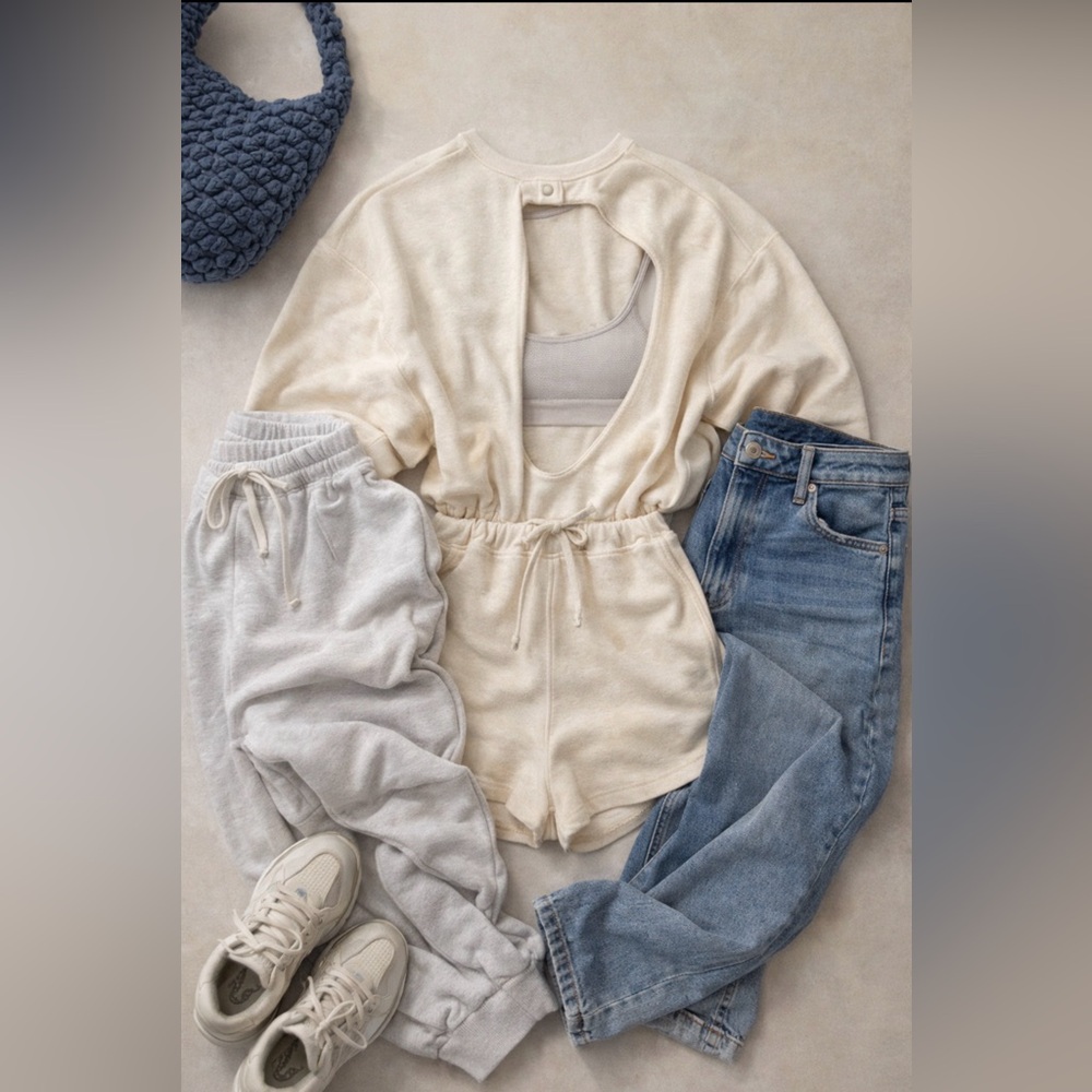 Free People Movement X FP For The Win Playsuit in Oatmeal, Size Large; NWOT - Picture 2 of 15